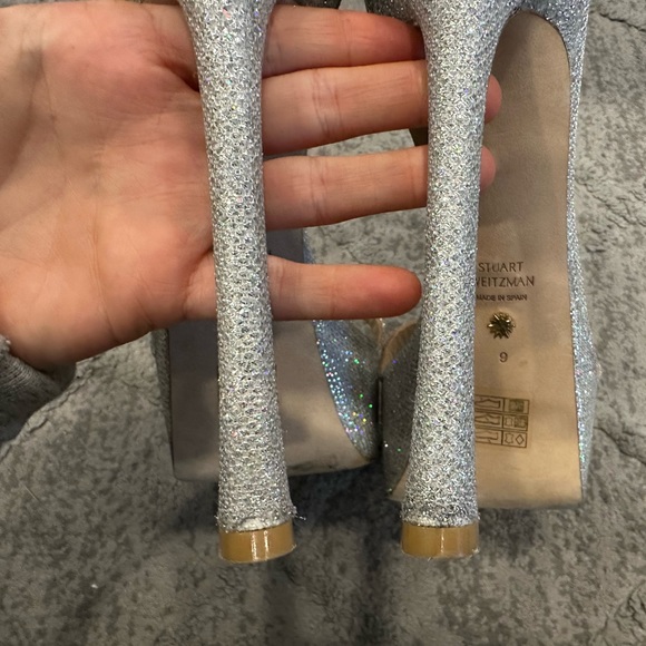 STUART WEITZMAN  Nudist Hollywood Metallic Platform
Sandals In Silver SIZE 9 - Picture 8 of 9